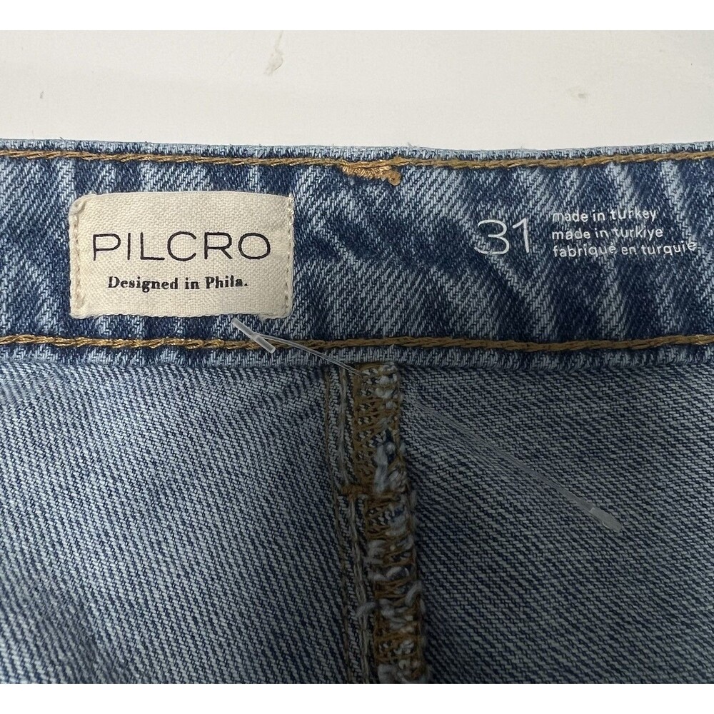 Anthropologie Pilcro High Rise Pleated Wide Leg Cuff Trouser Jeans Blue Size 31 - Picture 10 of 12